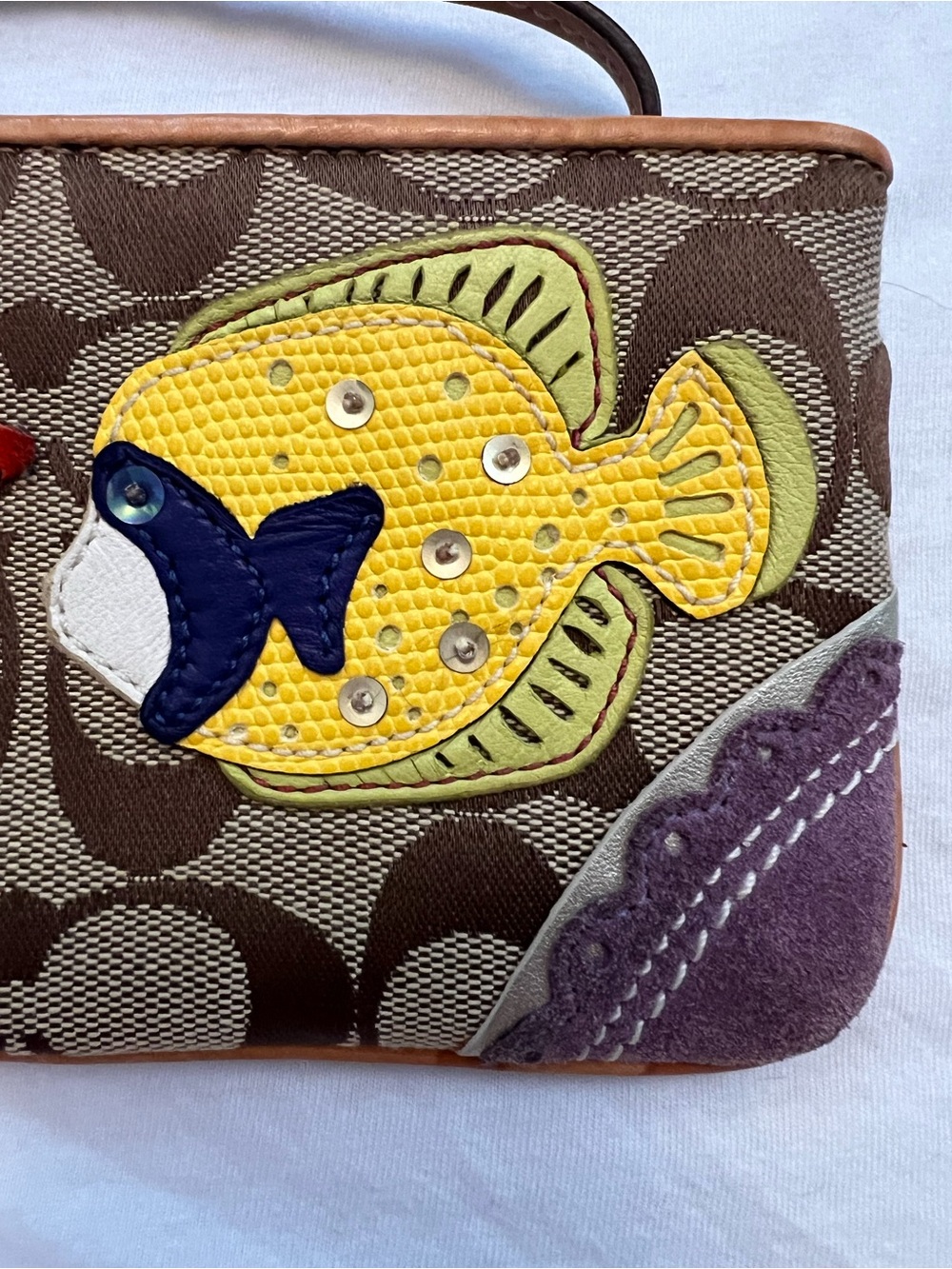 Coach Rare Limited Edition Signature Fish & Coral Appliqué Wristlet Y2K Coastal - Picture 4 of 15